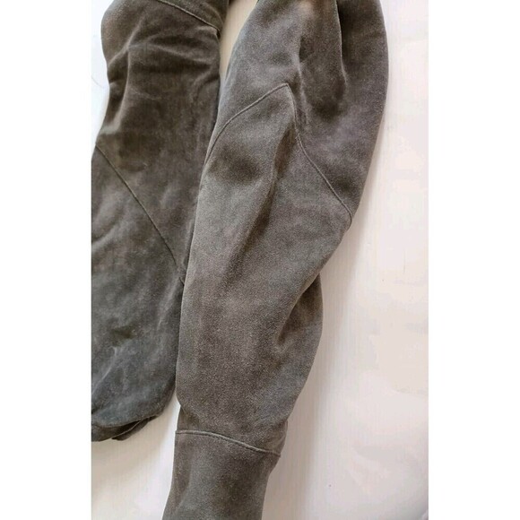 Michael Kors Knee High Boots Size 6 Leather Suede Pull On Cone High Heel Gray - Picture 14 of 14